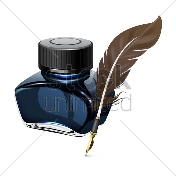 Ink Bottle And Quill Pen Vector Image 1517937 Stockunlimited - Ink Bottle With Pen (600x600)