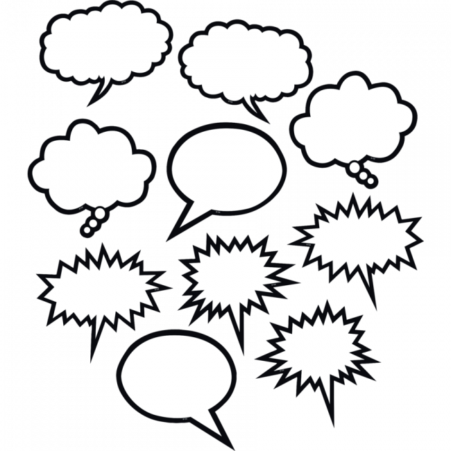 Thought Bubble - Speech Bubbles Black And White (650x650)
