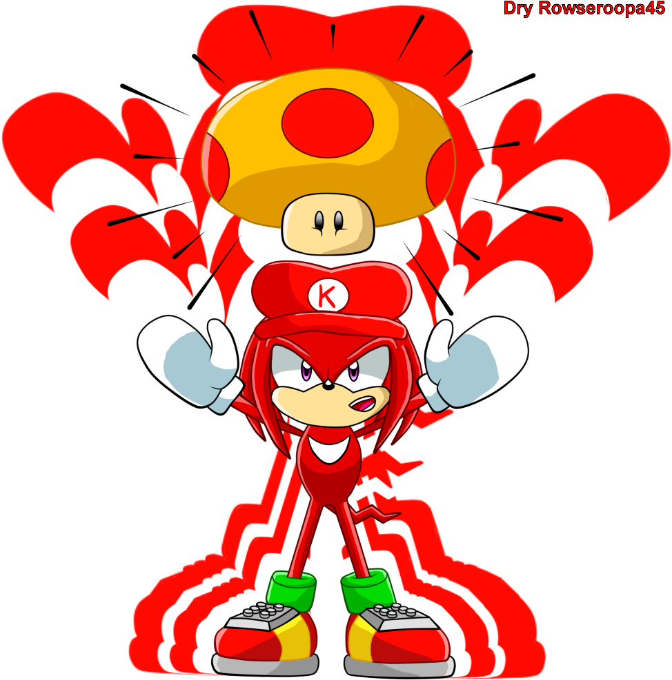 Giant Knuckles Using A Mega Mushroom By Dry-rowseroopa - Giant Knuckles The Echidna (990x1000)