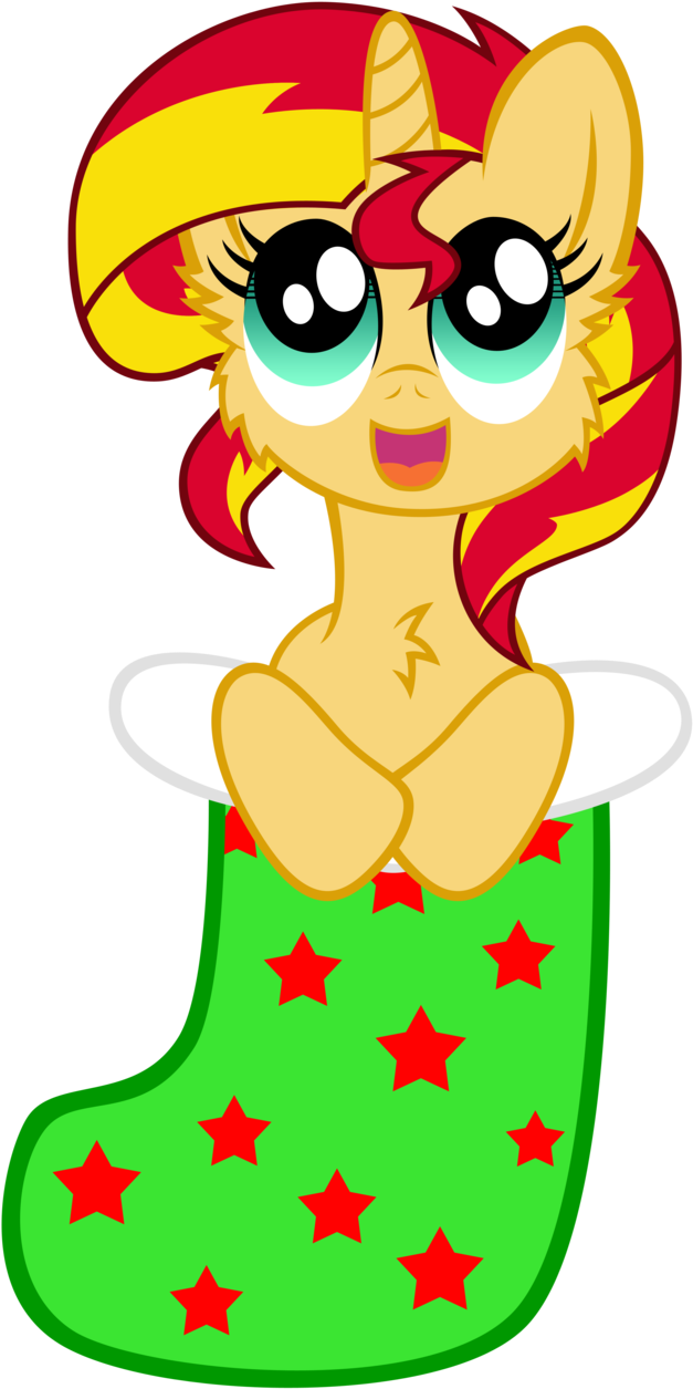 Sunset Shimmer In Sock By Scourge707 - Christmas Ponies Mlp Sunset Shimmer (636x1256)