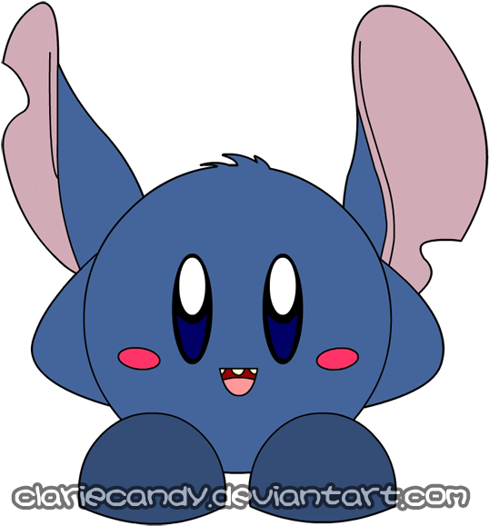 Stitch Kirby By Clariecandy - Cartoon (561x595)