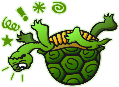 Upside Down Turtle Png Trans Back - Turtle On Its Back Cartoon (500x360)