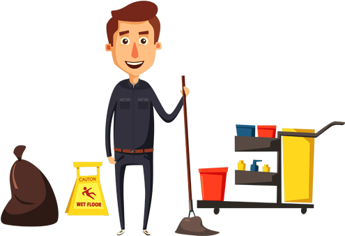 Cleaning Group Services - Caretaker Cartoon (530x357)