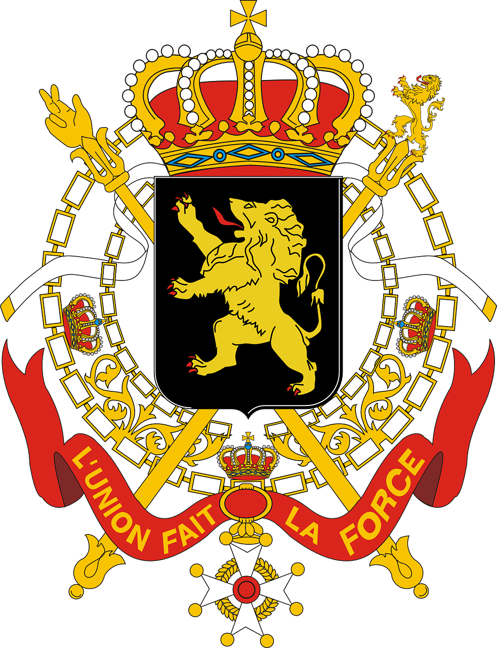 Free Vector Coats Of Arms Of Belgium Government Clip - Belgium Coat Of Arms (500x651)