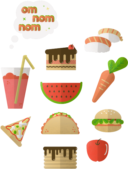 Illustration Food Icon Omnomnom Sticker Petpoc - Food (500x726)
