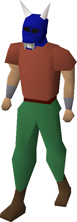 A Player Wearing A Blue Halloween Mask - Runescape Blue Party Hat (247x706)