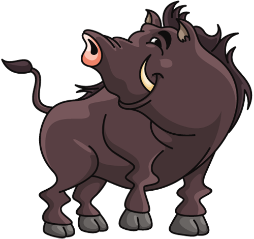 Cartoon Wild Boar Standing - Wild Boar Cartoon Png (500x470)