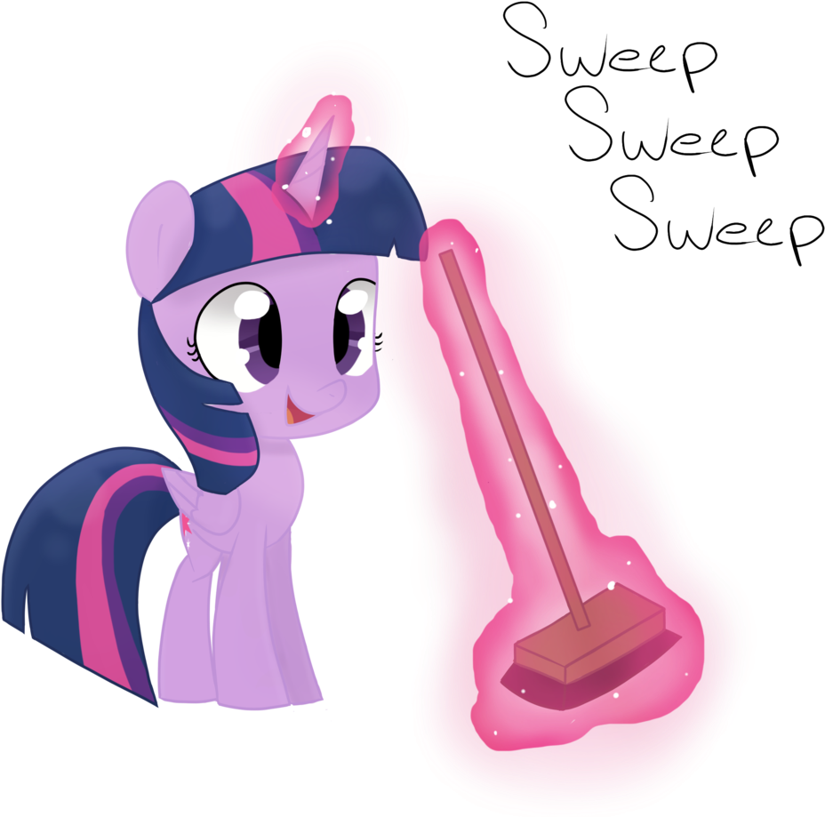 Lazymunchlax, Broom, Magic, Pony, Safe, Simple Background, - Cartoon (1024x1031)