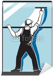 Window Washer Worker Cleaning Washing Wall Mural • - Window Washer (400x400)