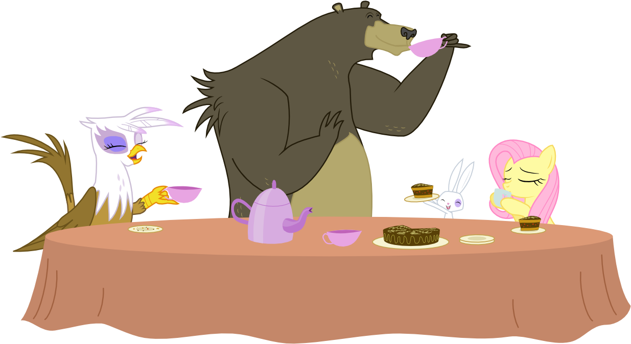 Fluttershy Bear Mammal Vertebrate Cartoon - Флаттершай И Медведь (1280x905)