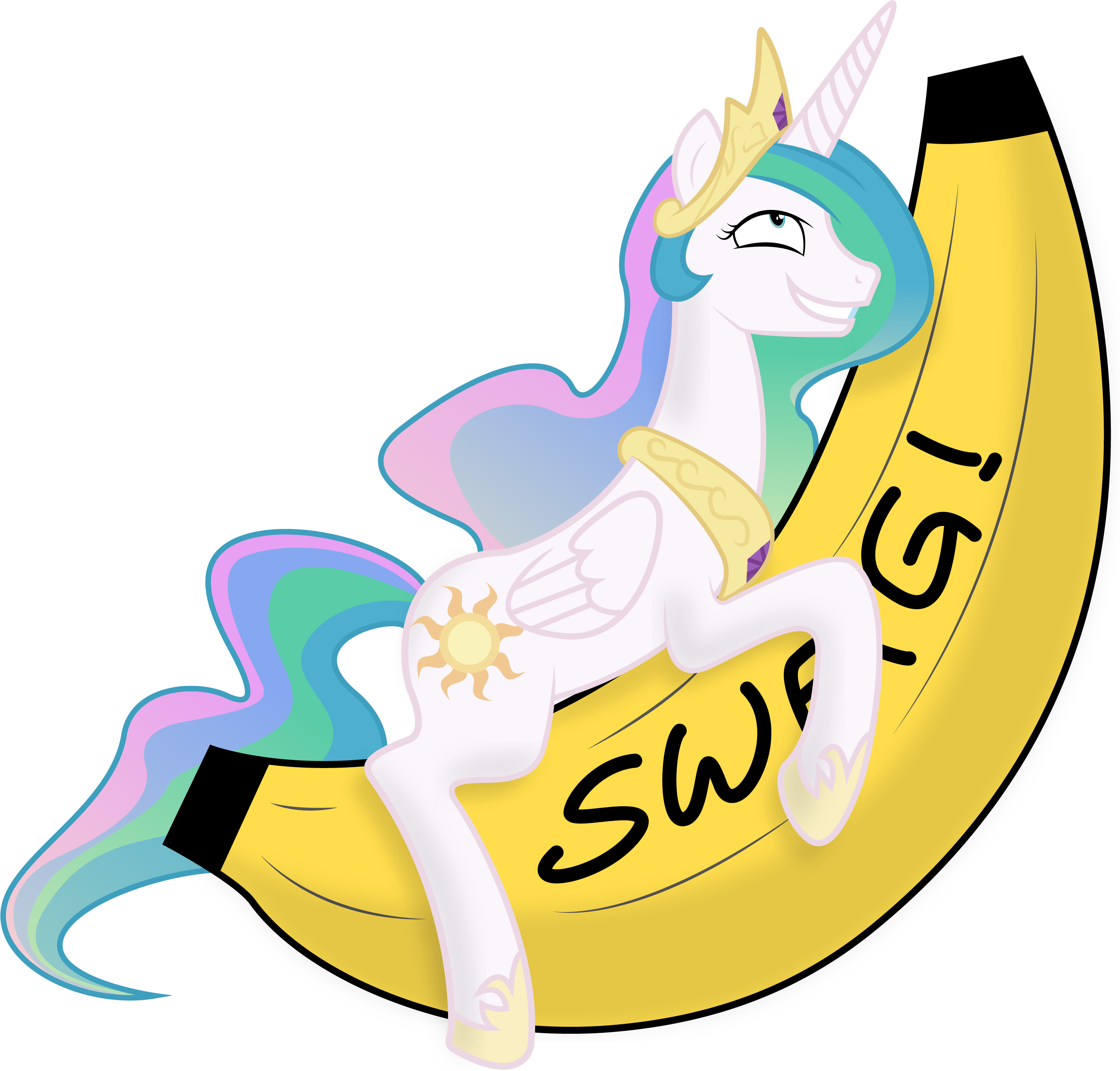 Princess Celestia Derpy Hooves Rainbow Dash Banana - Molestia Banana (3164x3026)