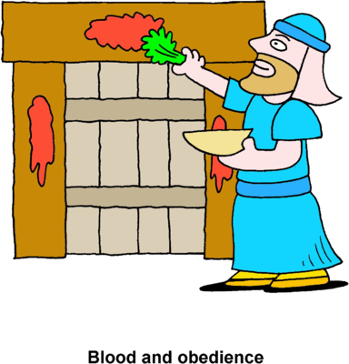 Painting Lamb Blood On Threshold - Blood On Doorpost Clipart (384x400)