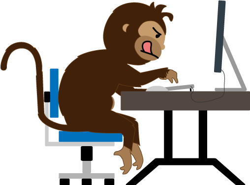 Picture Of Our Web Monkey At Work - Monkey Coder (508x376)