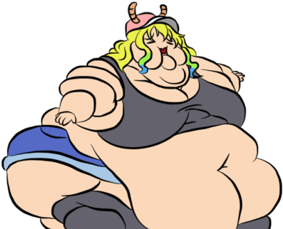 A Morbidly Obese Lucoa From Miss Kobayashi's Dragon - Miss Kobayashi's Maid Dragon Fat (500x332)