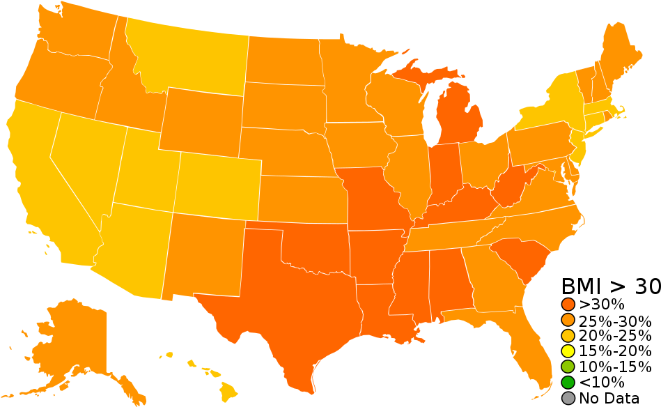 Usa Obesity - States With Corporal Punishment (959x593)