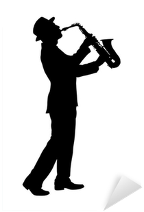 A Silhouette Of A Full Length Portrait Of A Man In - Man Playing Saxophone Silhouette (420x420)