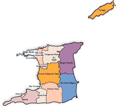 Topic - Map Of Trinidad And Tobago (500x469)