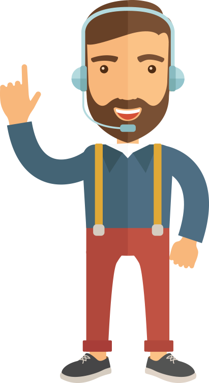 Man Doing Customer Support - Cartoon Solar Panels (411x750)