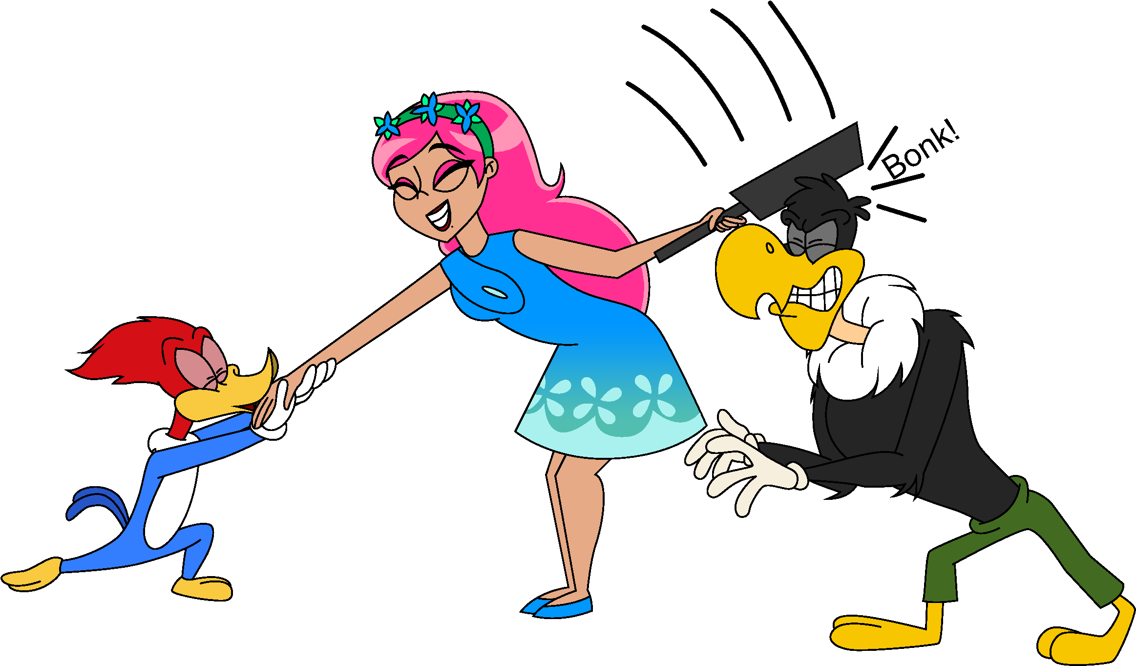 Woody Kisses Kristina As Human Poppy Colored Ver By - Woody Woodpecker Kiss Girl (2500x1698)