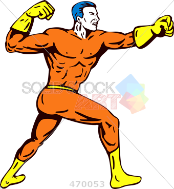 Stock Illustration Of Retro Cartoon Illustration Of - Punch To The Right (340x369)