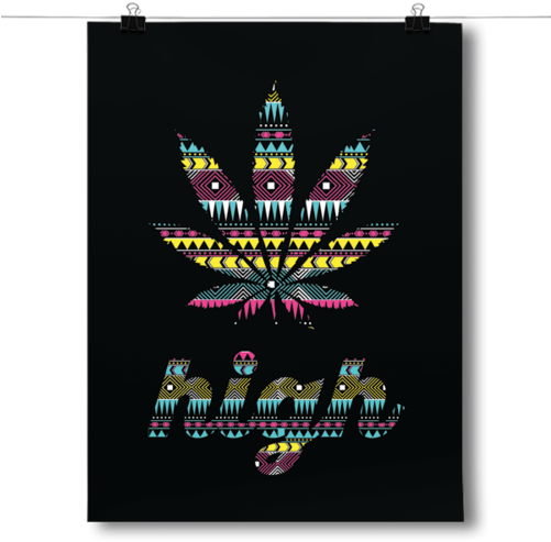 High - Marijuana Leaf - Aztec Pattern - Inspired Posters High - Marijuana Leaf - Aztec Pattern (500x500)