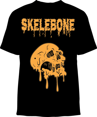 Skelebone Short Sleeve T-shirt, Melting Skull - Sleeve (416x500)