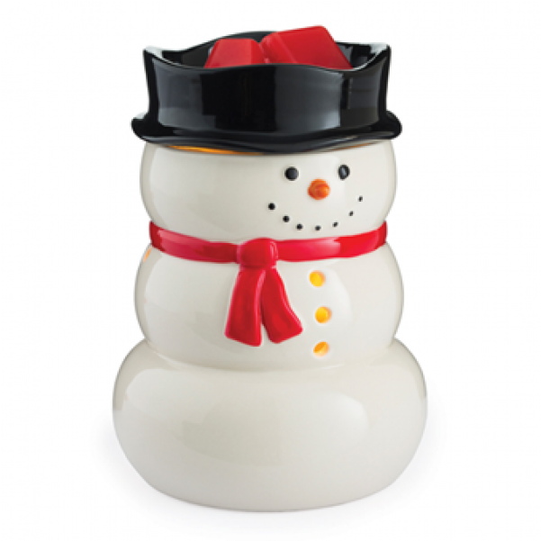 This Happy Snowman With A Red Necktie And Coal Black - Snowman Illumination Fragrance Warmer - Candle Warmers (800x600)