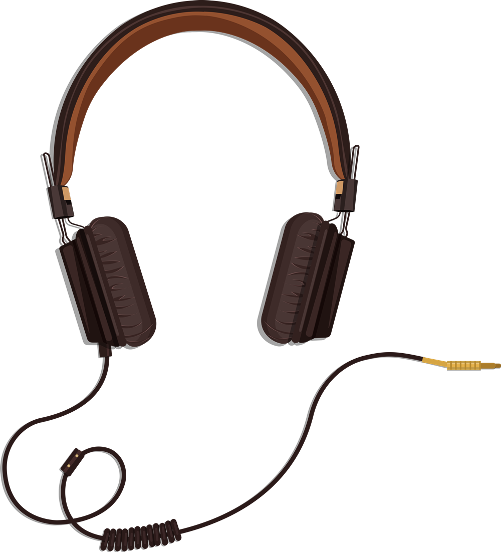 Categories Of Free Headphones Clip Art 184kb - Headphone Cord Clipart Png (1000x1102)