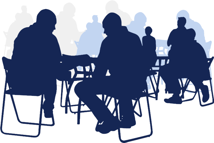 Silhouette Meeting Lunch Breakroom Talk Office Recolored - Vector (1000x625)