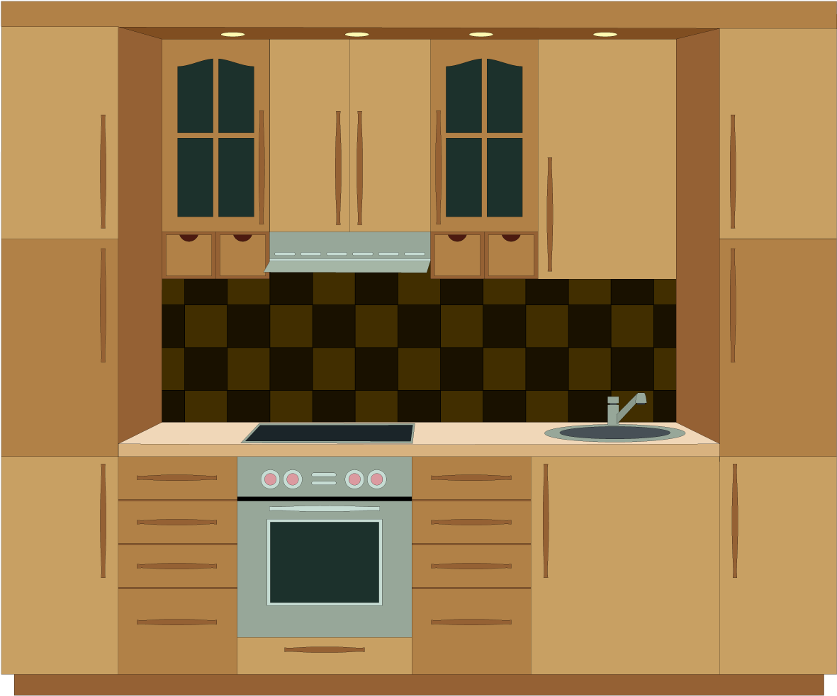 Kitchen Cabinet Furniture Clip Art Beautiful Kitchen - Vector Graphics (1276x1276)