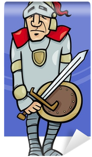 Knight With Sword Cartoon Illustration Wall Mural • - Knight (400x400)