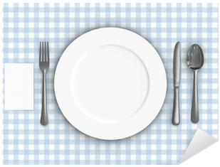 A Render Of A Table Setting Over A Tablecloth Sticker - Rock N Roll Invitations Templates (400x400)