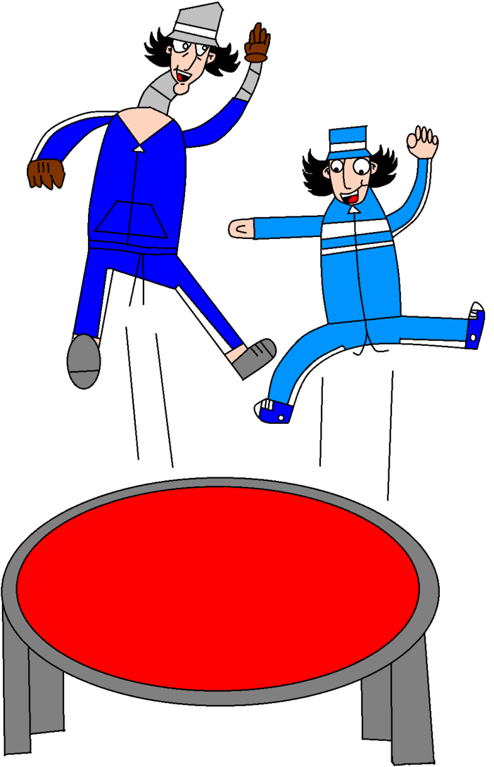 Two Guys In A Trampoline-vector By Creativecuquilu - Cartoon (724x1104)