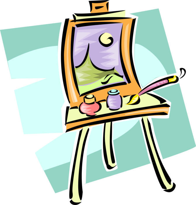 Vector Illustration Of Visual Arts Artist's Easel For - Arts And Crafts Clip Art (671x700)