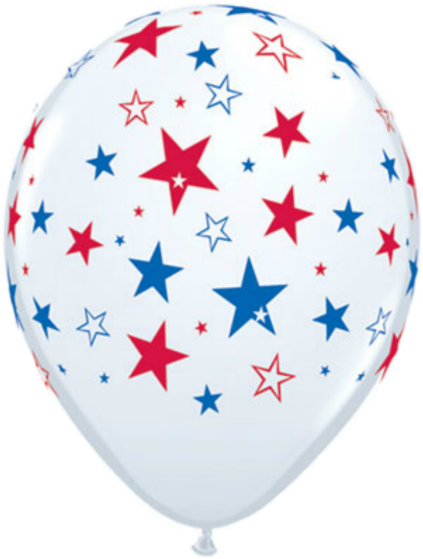 White Balloon With Red And Blue Stars - Pioneer Balloon Stars Balloons, White/red And Blue (800x1059)