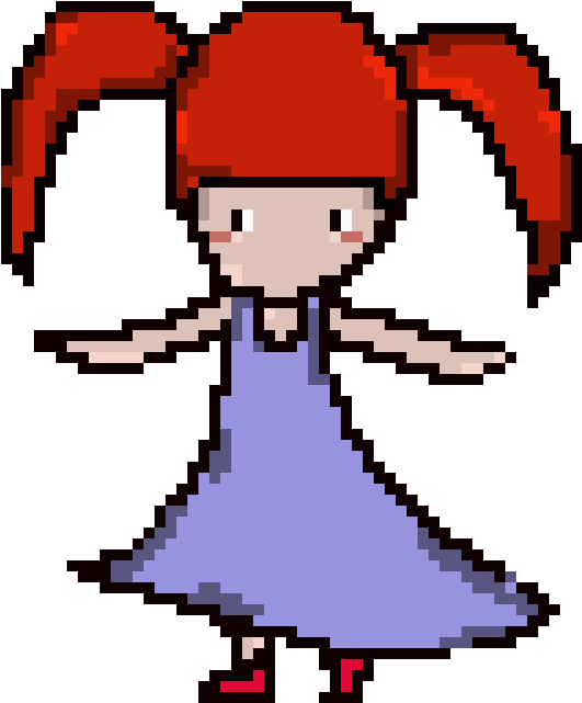 Little Girl With Red Hair And Purple Dress - Cartoon (690x710)