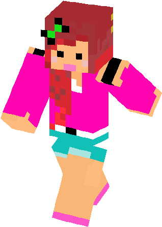 Cute Girl With Red Hair Skin - Minecraft Skin Girls With Pink Hair Hd (317x453)