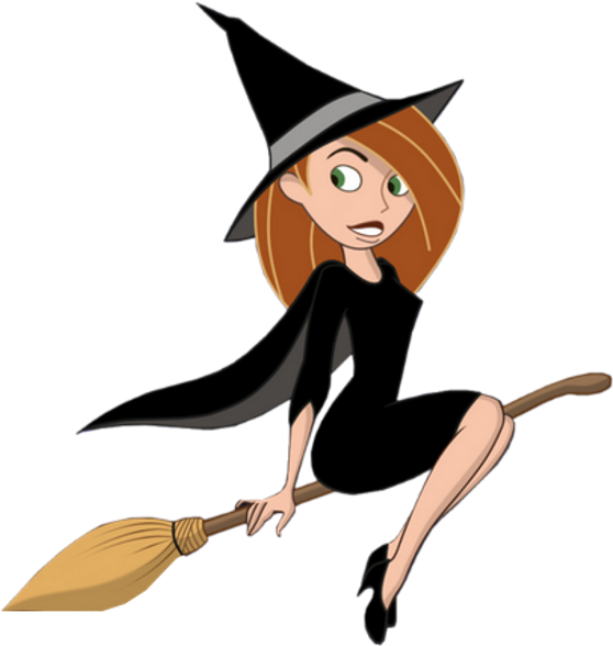 Halloween Witch On Broom Clip Art - Witch On A Broom (600x600)