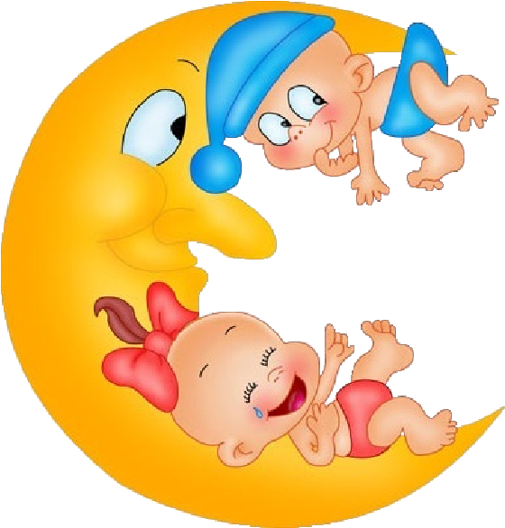 Baby Girl And Boy On Moon Cartoon Clip Art Images - Baby On Moon Cartoon (600x600)