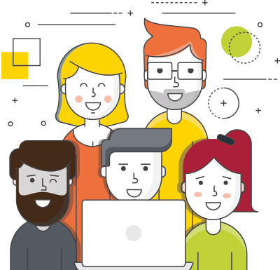 Friendly Support Team Icon, A Group Of 5 Team Members - 5 Team Members (400x385)