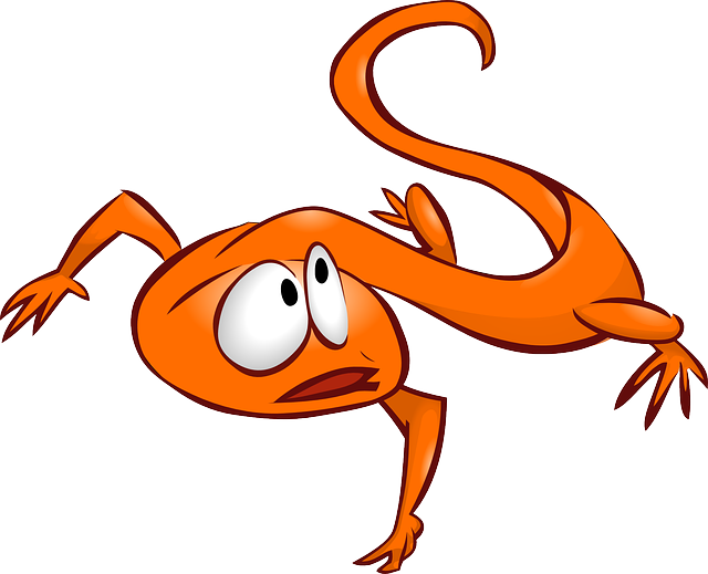 Cartoon, Orange, Animal, Reptile, Lizards - Lizard Clip Art (640x519)