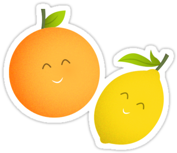 Happy Orange And Lemon Redbubble Sticker - Redbubble (375x360)