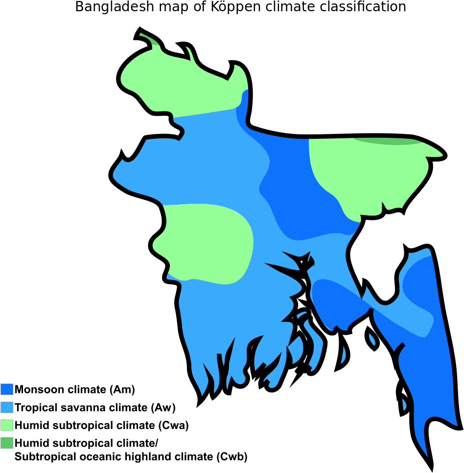 Bangladesh Map Of Köppen Climate Classification - Climate Zones Of Bangladesh (1024x1024)