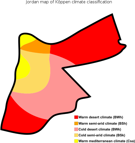 Jordan Map Of Köppen Climate Classification - Koppen Climate Classification Jordan (600x600)