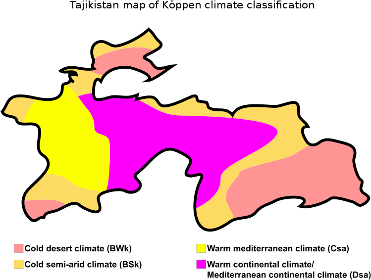 Tajikistan Map Of Köppen Climate Classification - Tajikistan Climate (779x600)