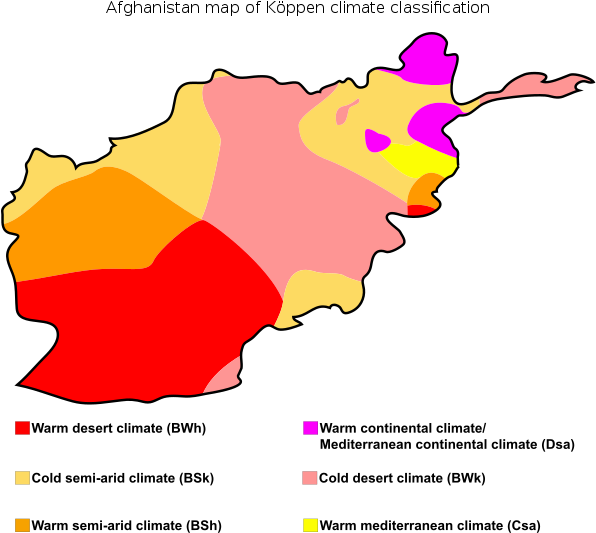 Afghanistan Map Of Köppen Climate Classification - Koppen Climate Map Afghanistan (880x880)