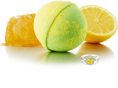 Jewel Bath Bomb With A Surprise Ring Inside Fragrant - Sweet Lemon (600x480)