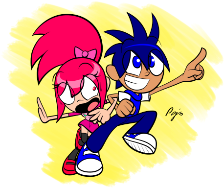Drawings Of My Characters, Logan And Kana Also Featuring - Misty (500x423)