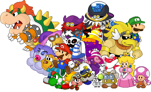Squish-squash 191 26 Paper Mario Cast By Therealmulderman - Paper Mario All Characters (514x313)