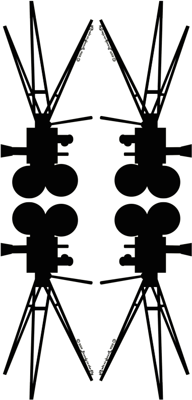 Vintage Movie Camera Silhouette Black & White Fabric - Vintage Movie Camera Silhouette Black & White Fabric (394x800)
